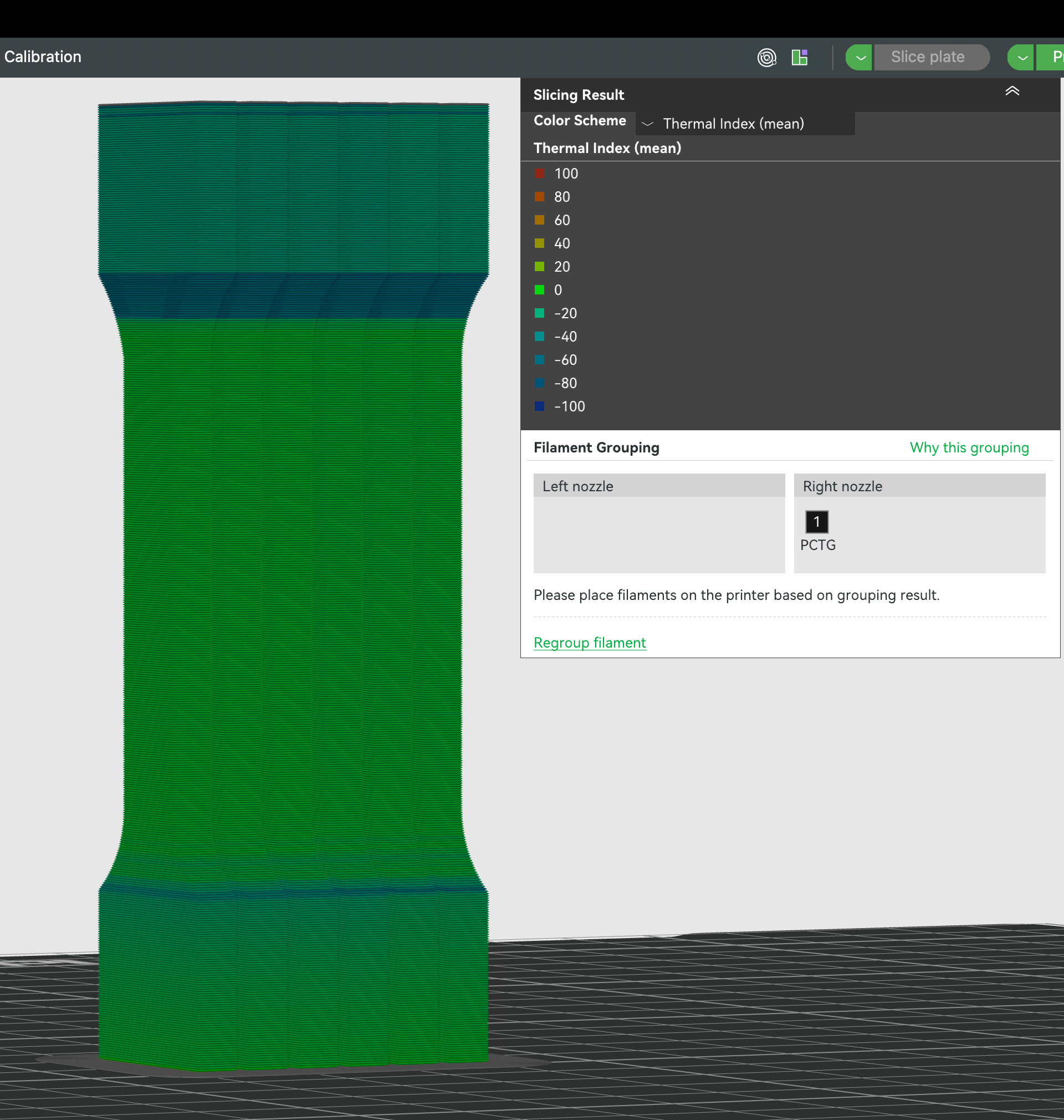 Thermal Quality Index after enhancement for tensile specimen