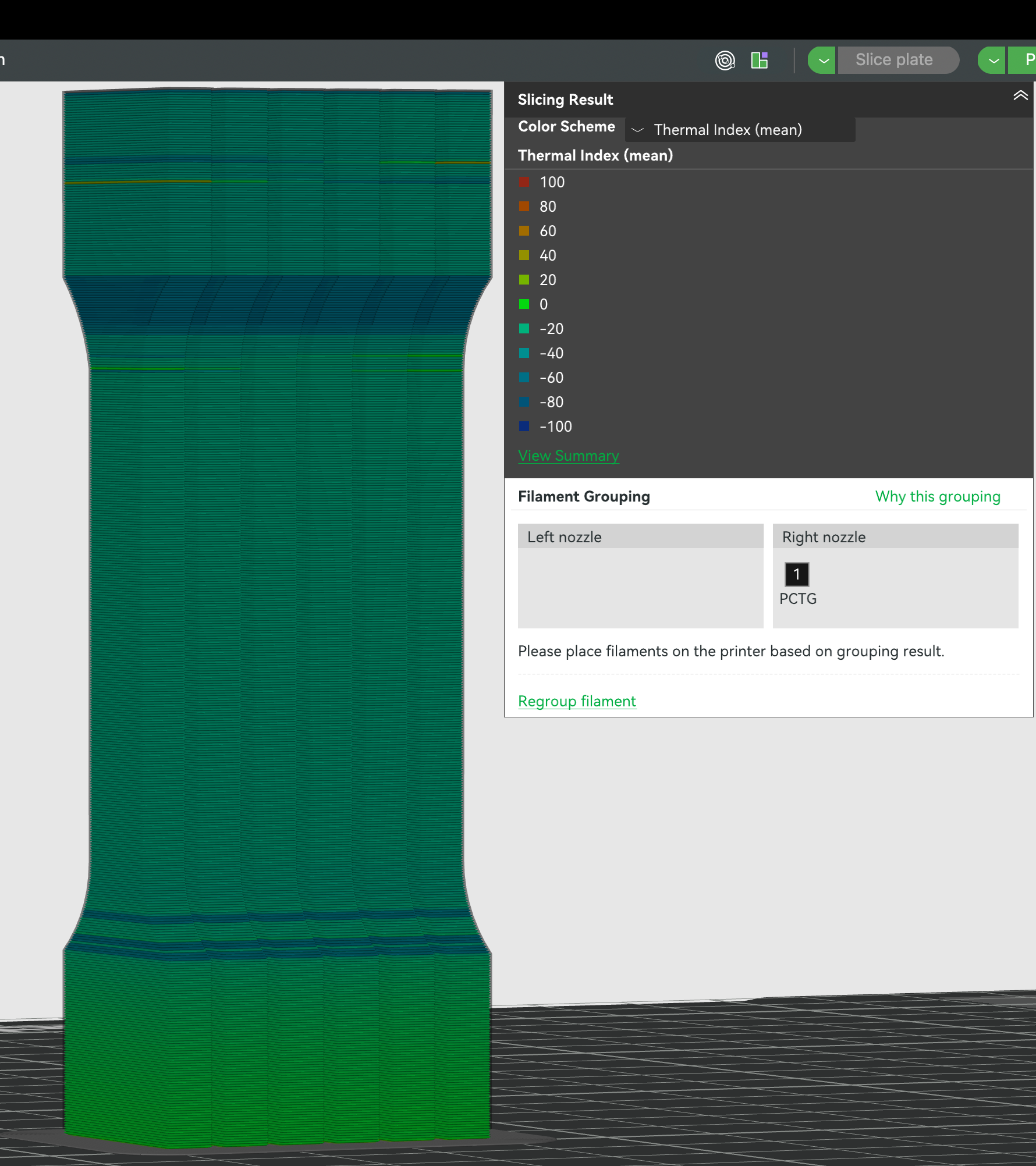 Original Thermal Quality Index for tensile specimen